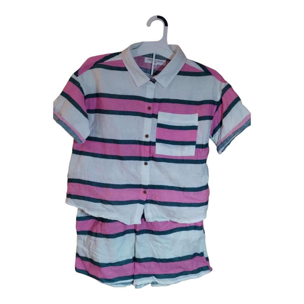 Grayson Threads Pink and Green Striped Matching Set Girls 10-12 NWT - Picture 4 of 6